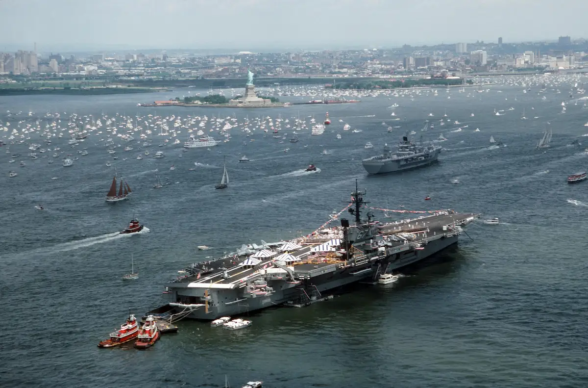 USS John F. Kennedy entering New York harbor.
